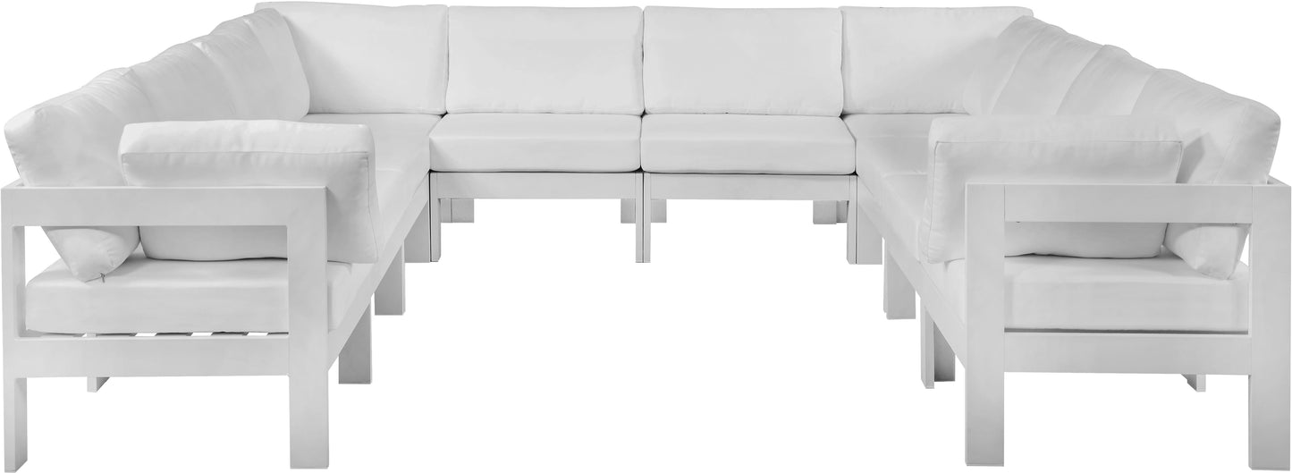 Nizuc - Outdoor Patio Modular Sectional 10 Piece - White - Fabric