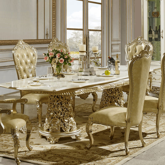 HD-1812 - Rectangular Table - Champagne Gold / Pearl