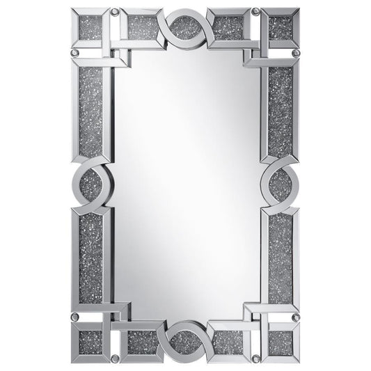 Jackie - Interlocking Wall Mirror With Iridescent Panels And Beads - Silver