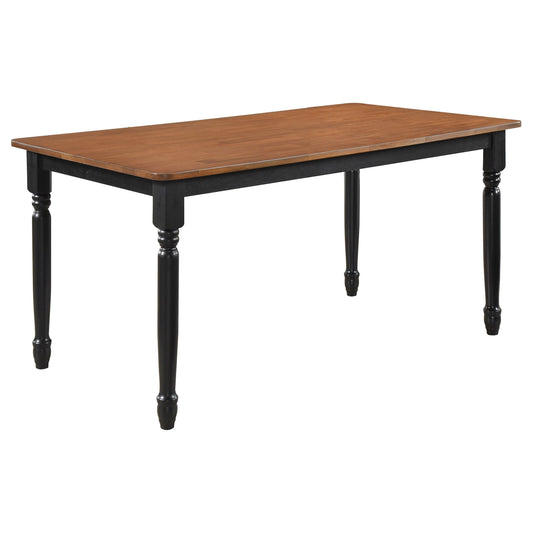 Hollyoak - Farmhouse Rectangular Dining Table With Turned Legs - Walnut And Black