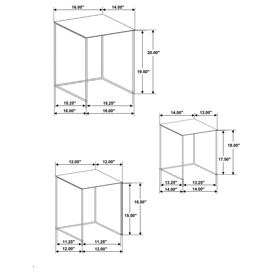 Imez - 3-Piece Rectangular Metal Nesting Table - Grey