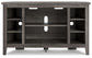 Arlenbry - Gray - Corner TV Stand With Glass/Stone Fireplace Insert