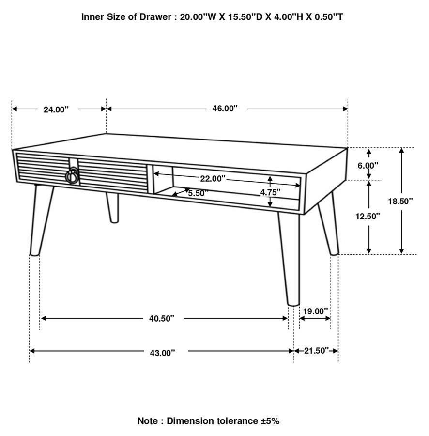 Zabel - Rectangular 1-Drawer Coffee Table - Natural