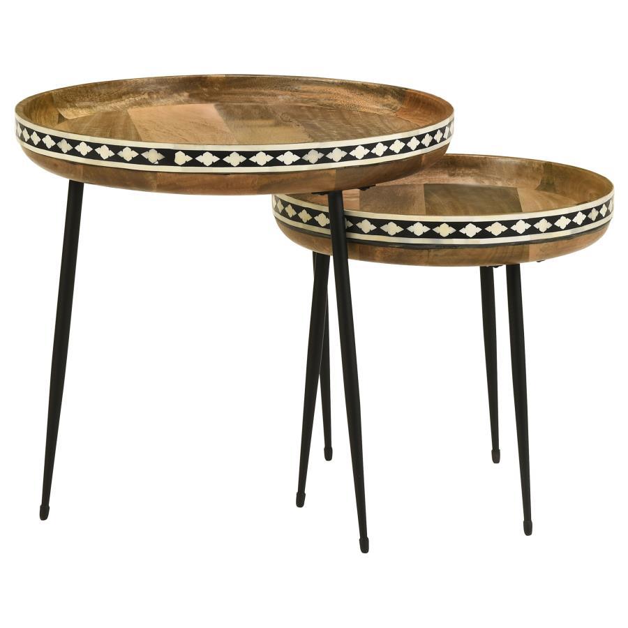 Ollie - 2 Piece Round Nesting Table - Natural And Black