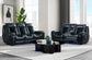 U0700 - Velvet Power Reclining Sofa / Power Console Reclining Loveseat - Blanche Black / Velvet