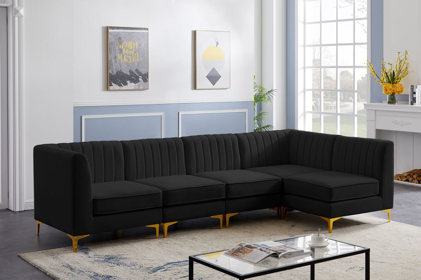 Alina - Modular Sectional 5 Piece - Black