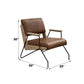 Eacnlz - Accent Chair - Cocoa Top Grain Leather & Matt Iron Finish