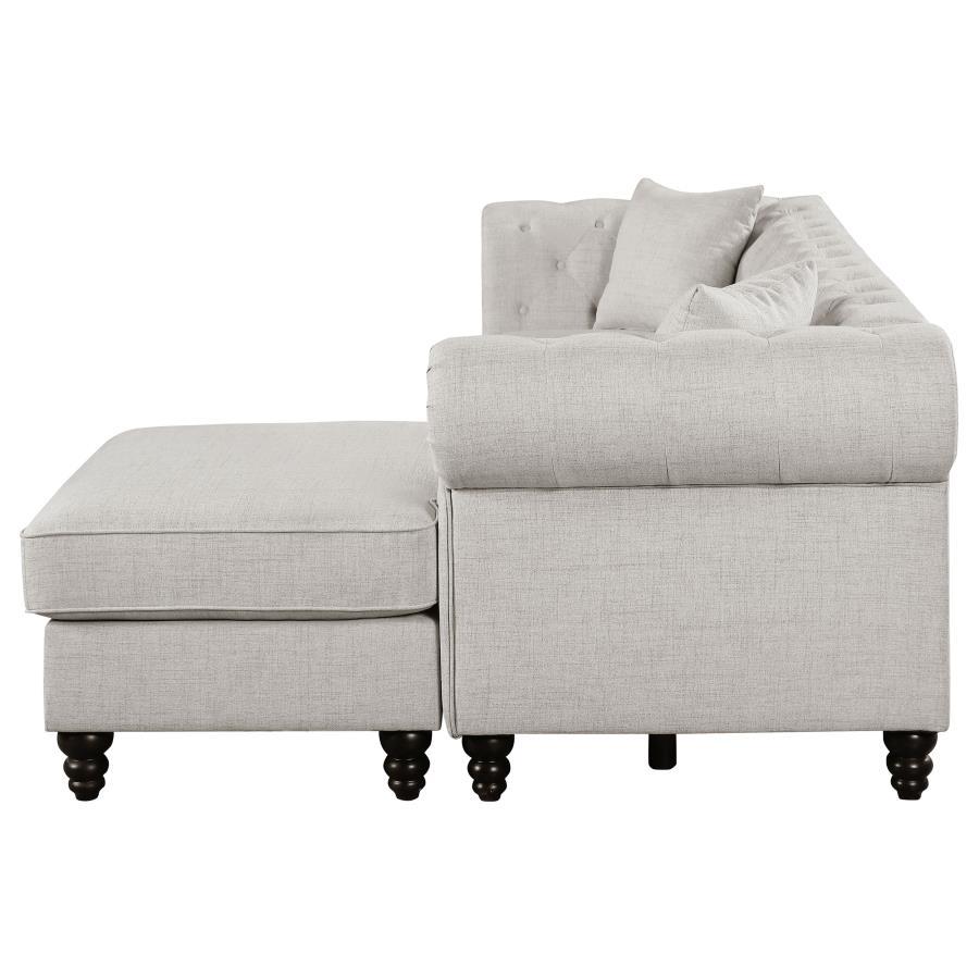 Cecilia - Upholstered Tufted Sectional - Oatmeal