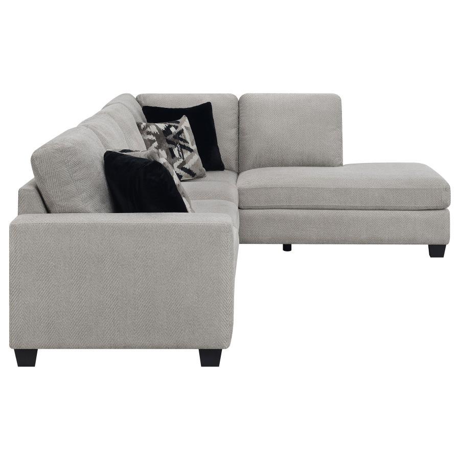 Whitson - Upholstered Track Arm Sectional Chaise Sofa - Stone