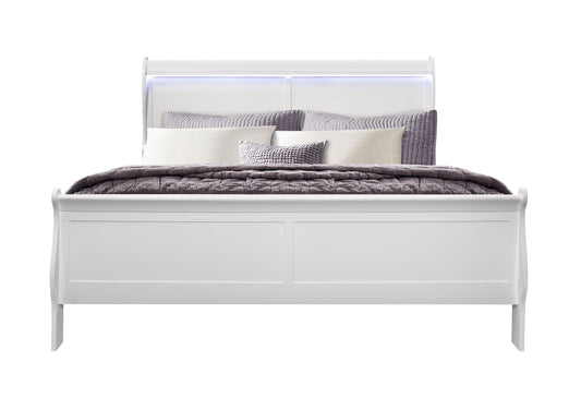 Charlie - King Bed With LED - White