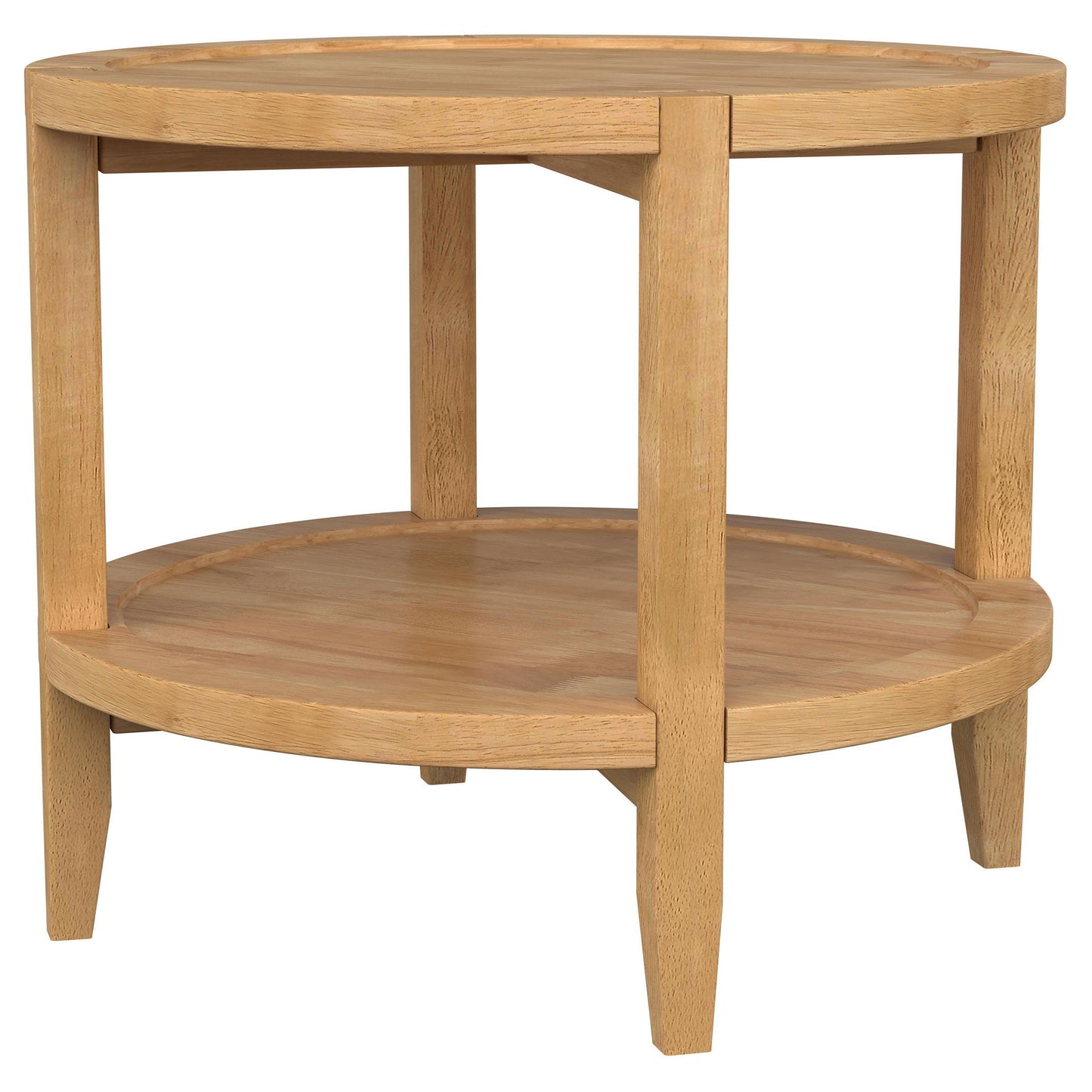 Camillo - Round Solid Wood End Table With Shelf - Maple Brown