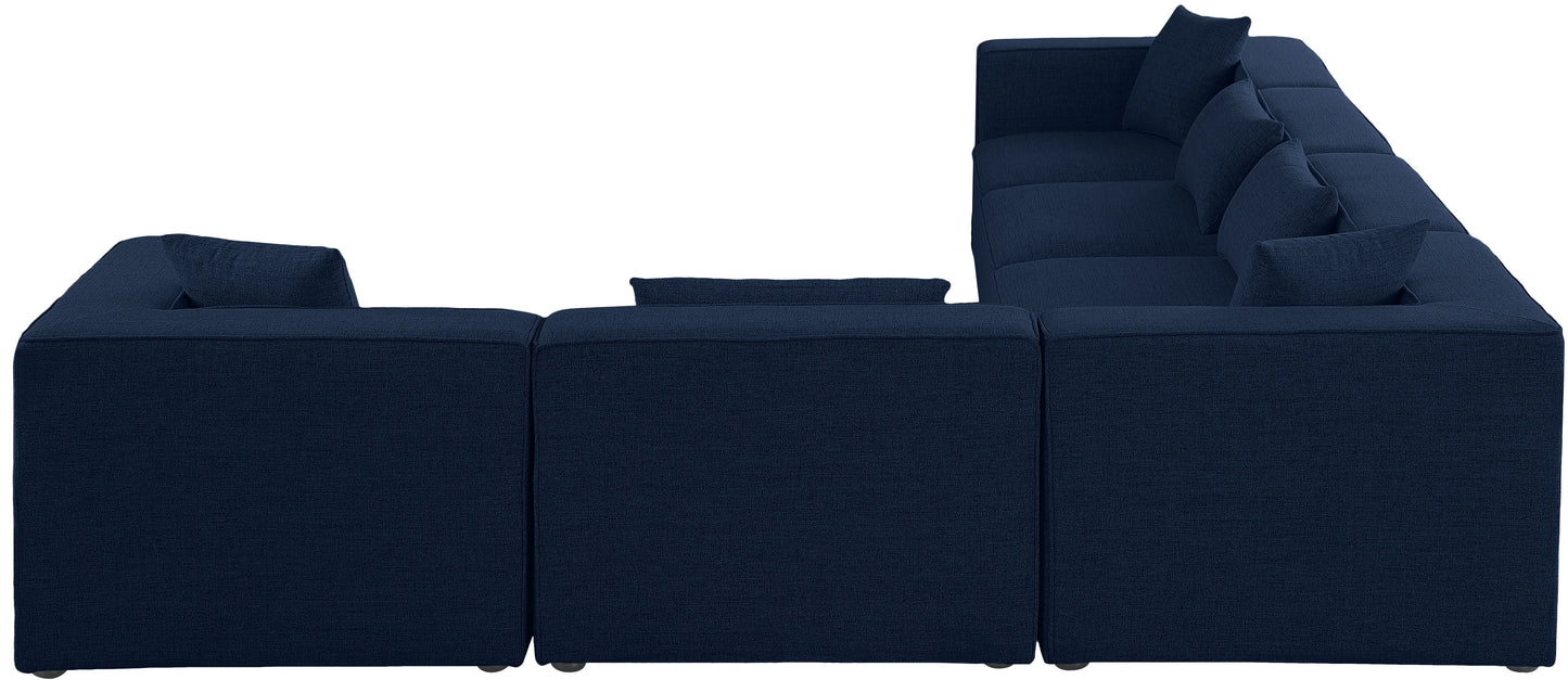 Cube - Modular Sectional 6 Piece - Navy - Fabric - Modern & Contemporary