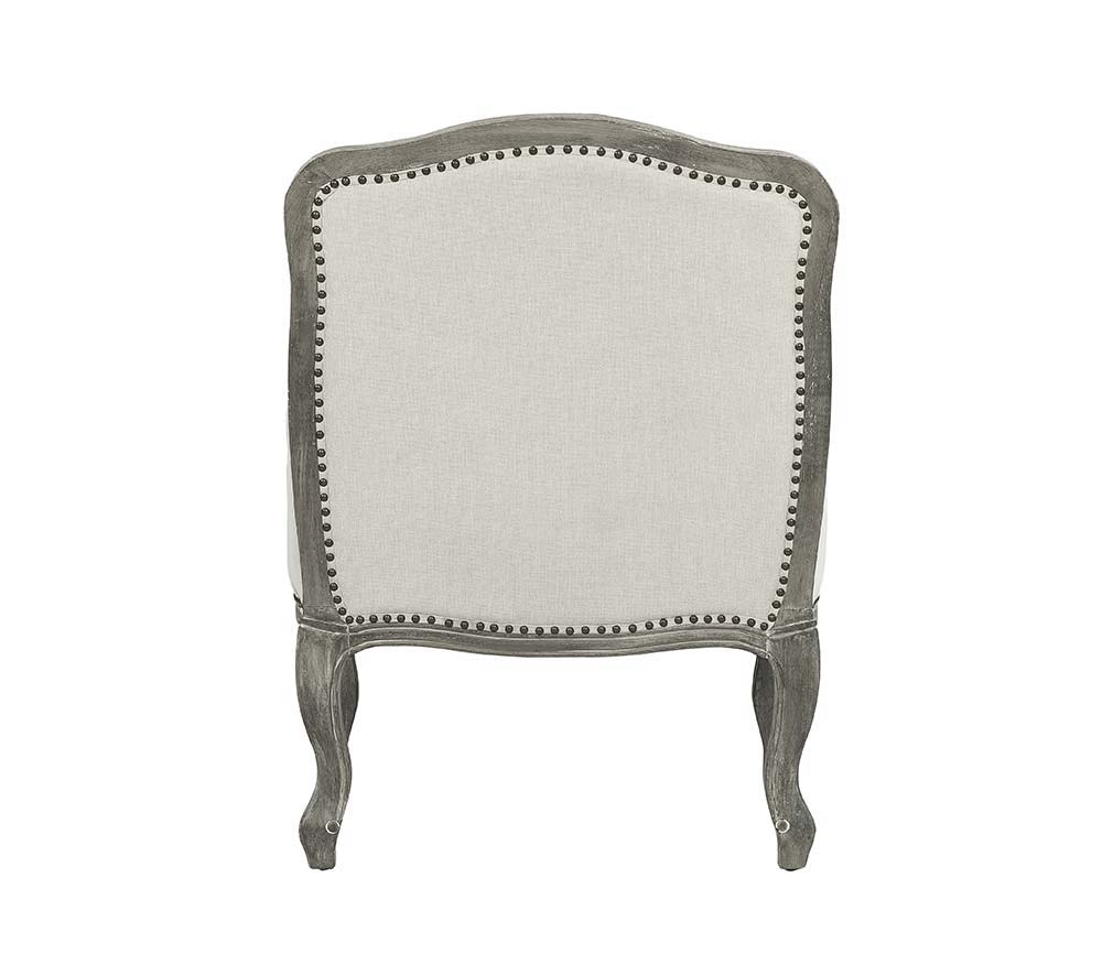 Tania - Chair - Cream Linen & Brown Finish