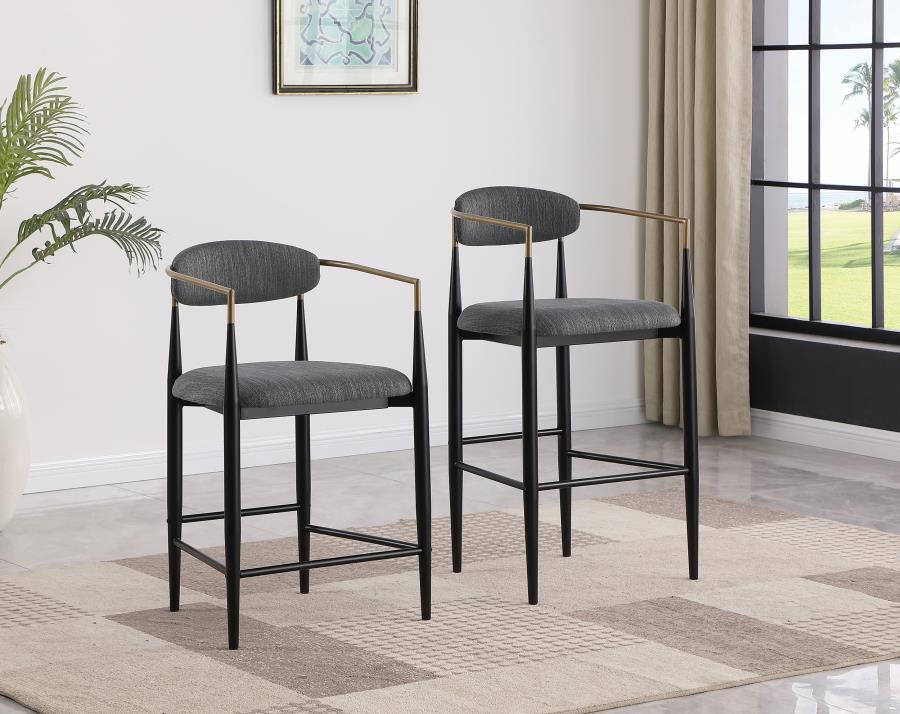 Tina - Metal Pub Height Bar Stool With Upholstered Back And Seat (Set of 2)