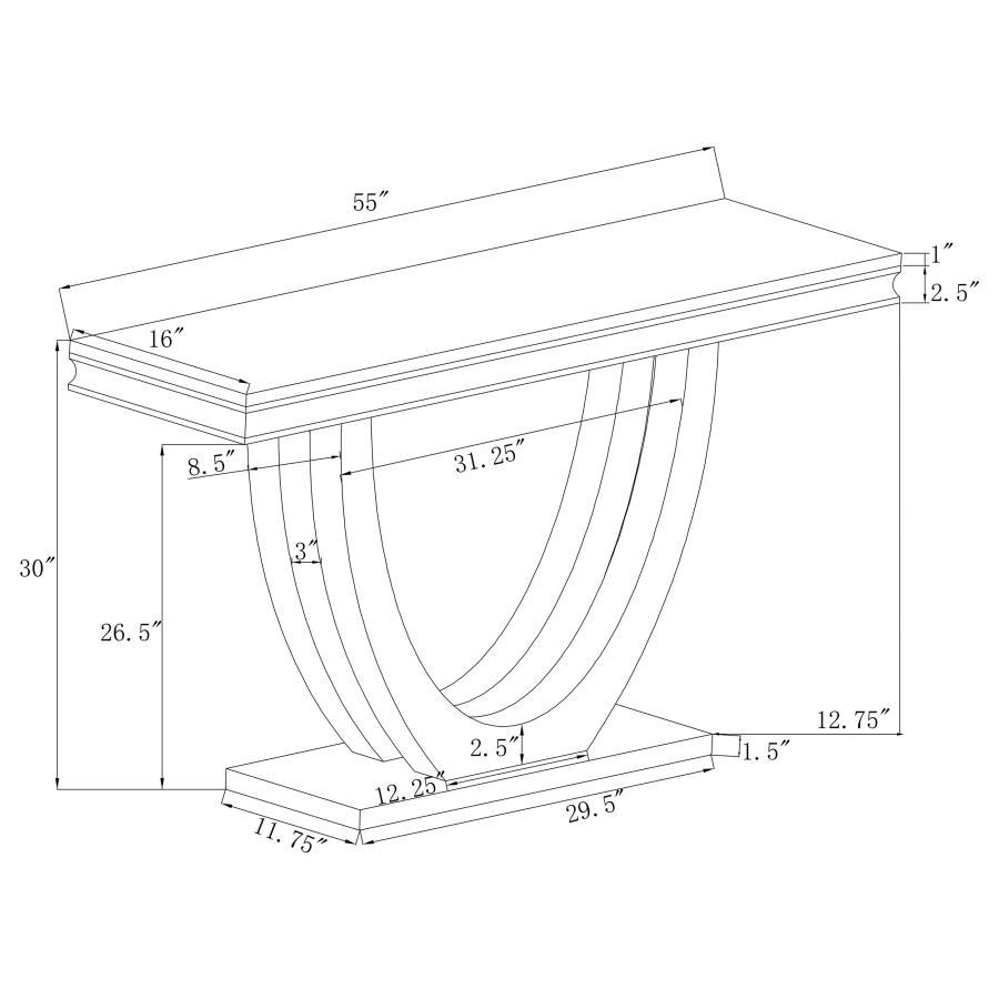 Kerwin - U-Base Rectangle Sofa Table - White And Chrome