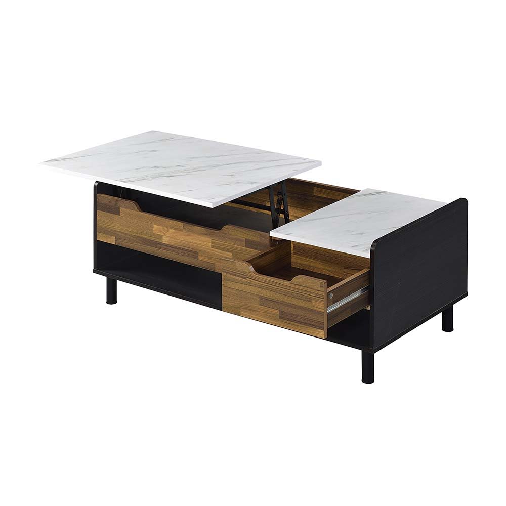 Axel - Coffee Table - Marble, Walnut & Black Finish