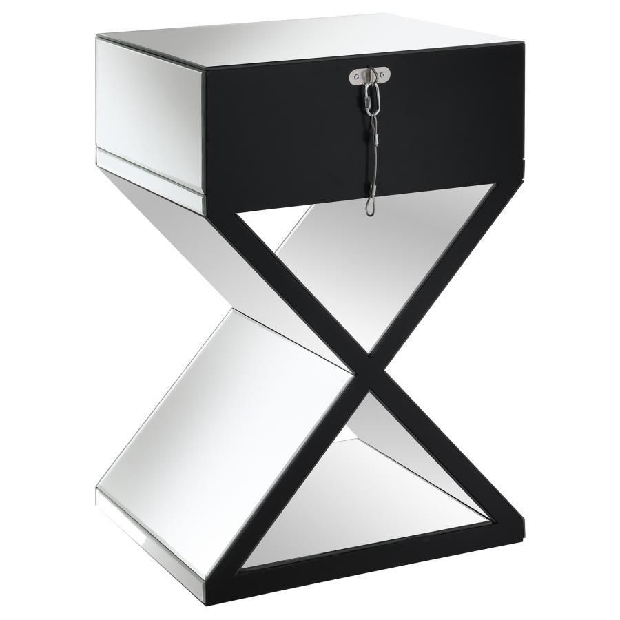 Hazel - 1-Drawer Mirrored Accent Side Table - Silver