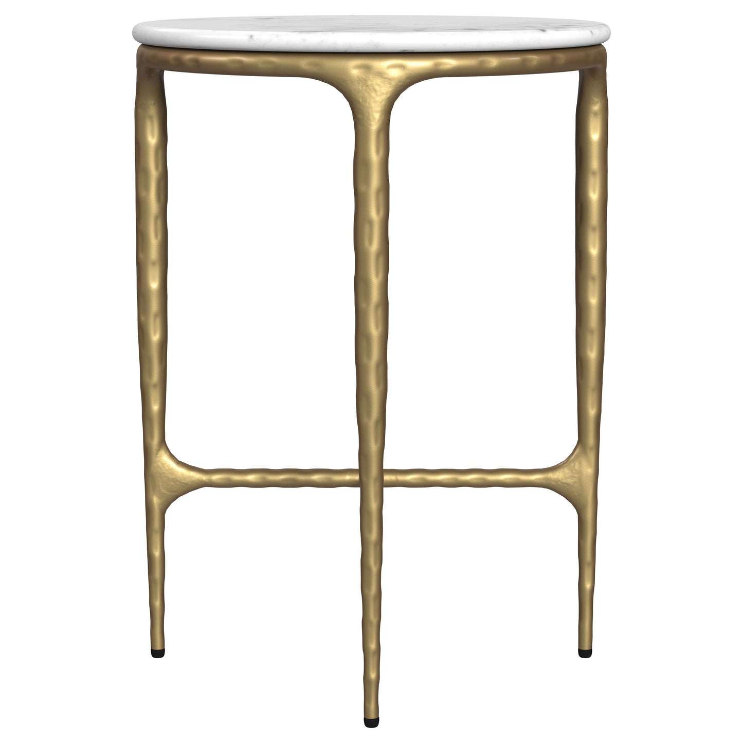 Baldwin - Round Marble Top Side Table - White And Gold