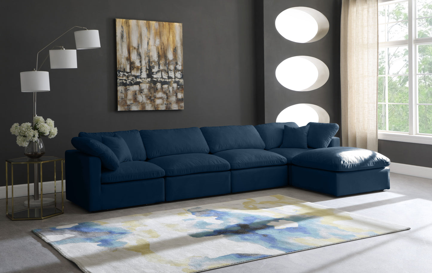 Plush - Velvet Standart Comfort Modular Sectional - Navy - Modern & Contemporary