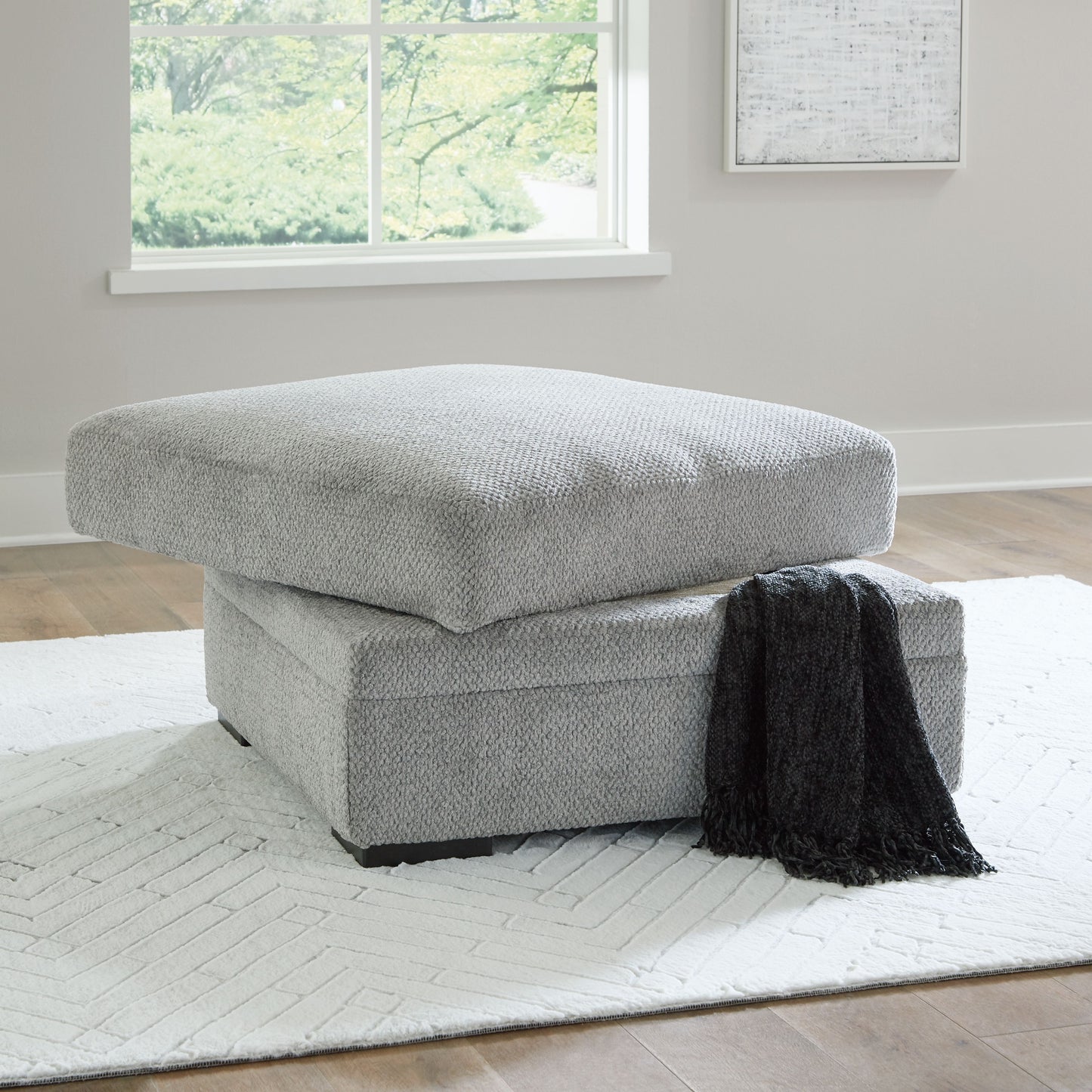 Casselbury - Cement - Ottoman With Storage