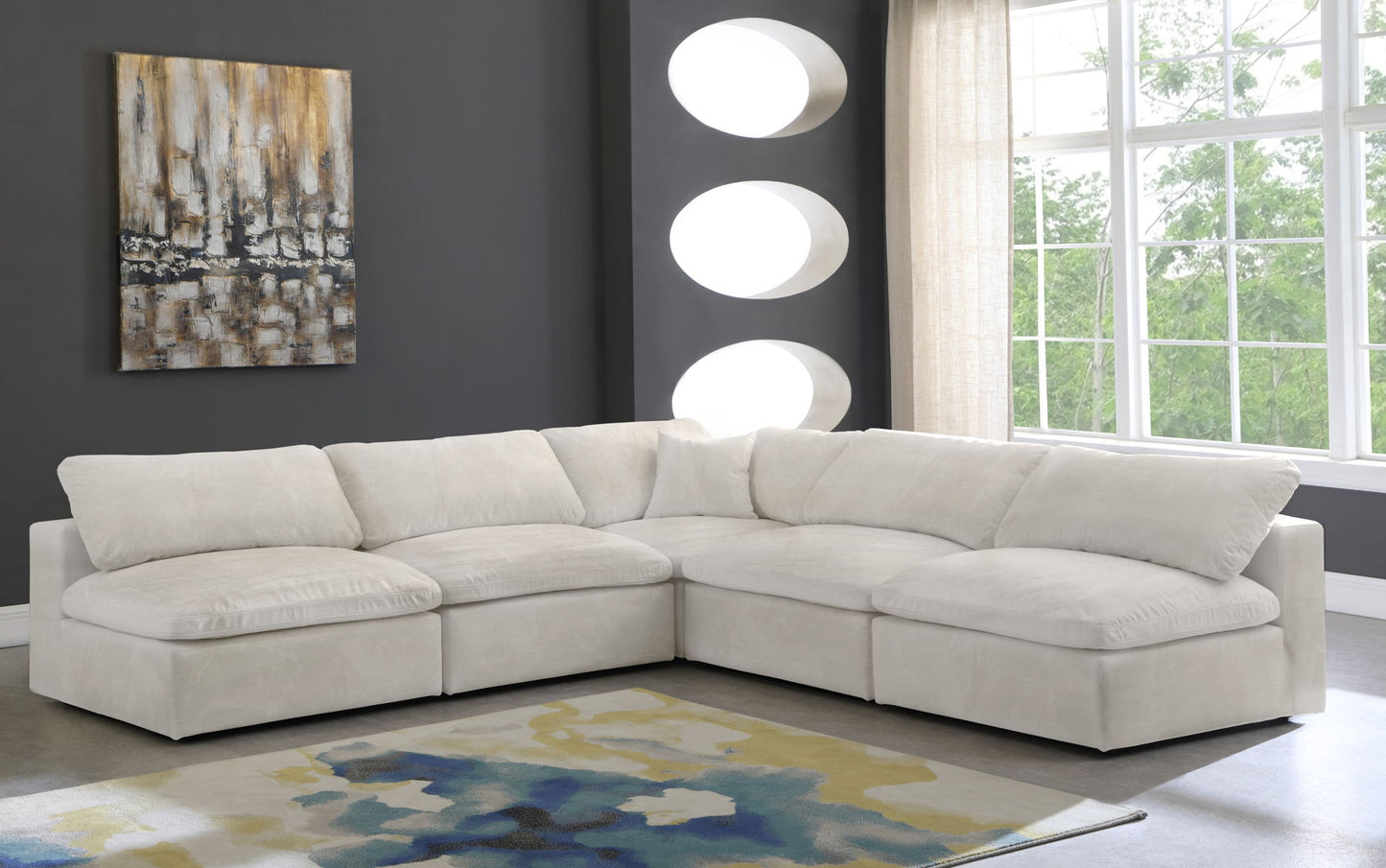 Cozy - Modular Sectional Cloud 5 Piece - Beige