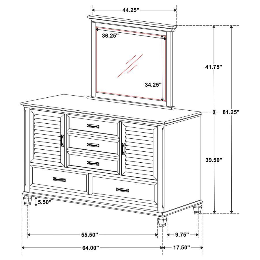 Franco - 5-Drawer Dresser With Mirror