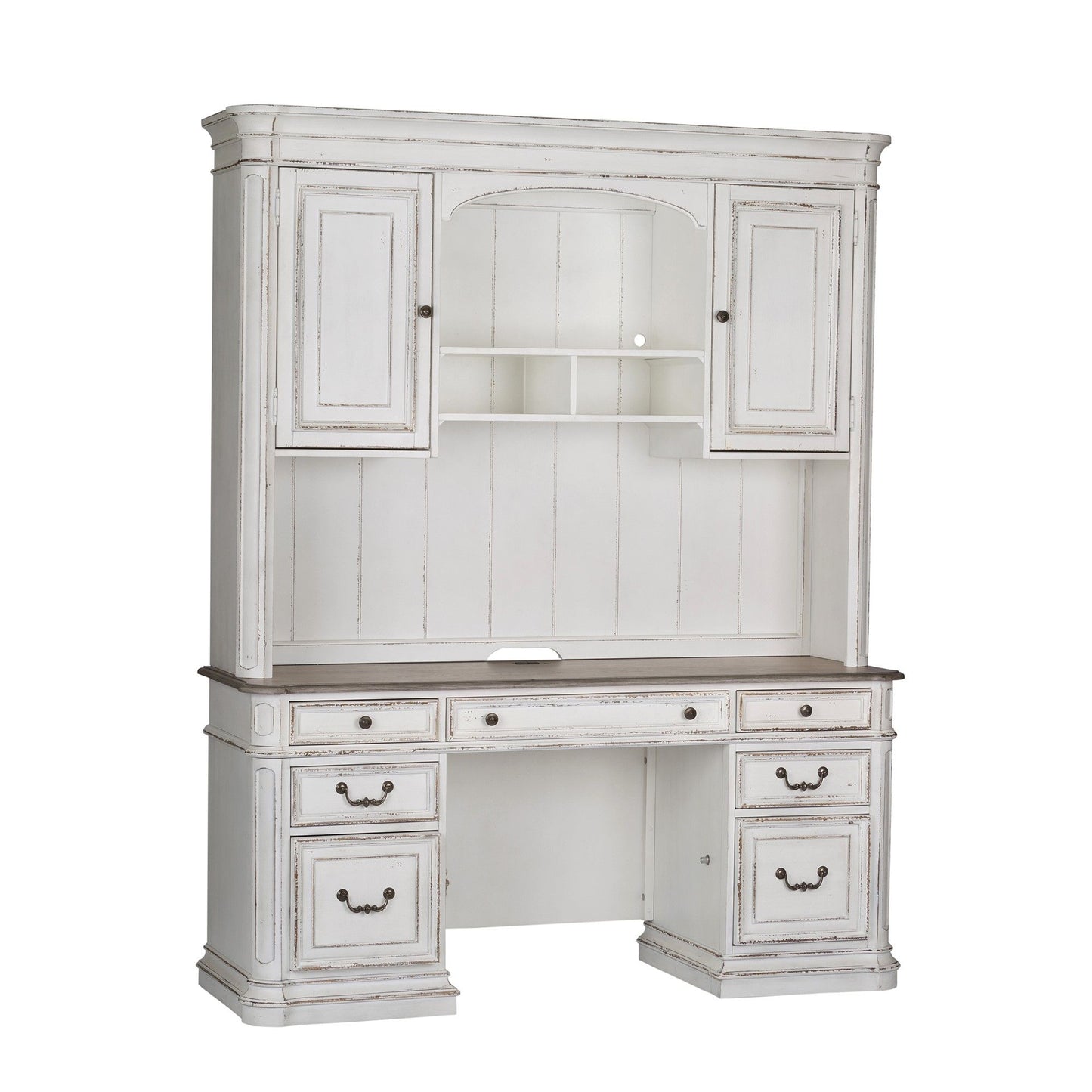 Magnolia Manor - Credenza & Hutch - White & Brown