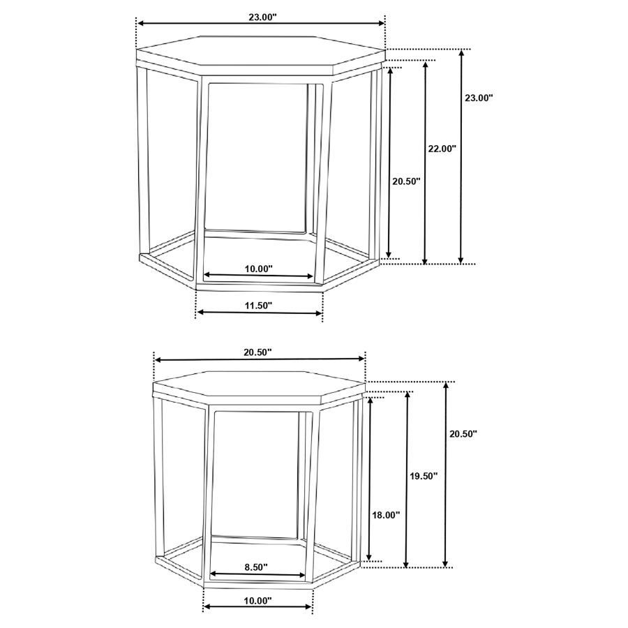 Adger - 2 Piece Hexagon Nesting Tables - Natural And Black