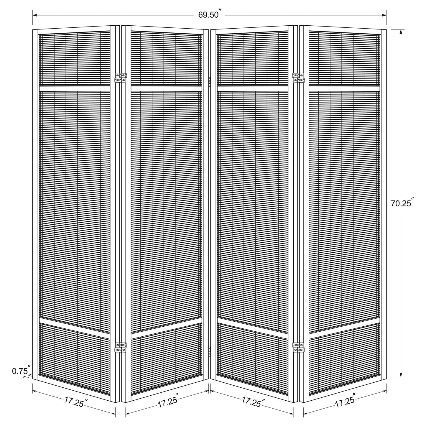 Pearce - 4-Panel Bamboo Room Divider Folding Screen - Natural