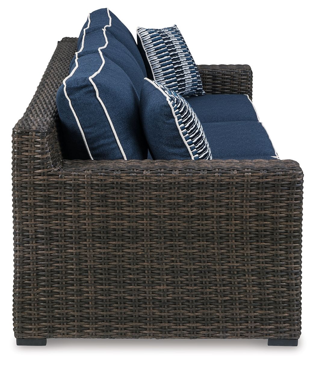 Grasson - Brown / Blue - Sofa With Cushion