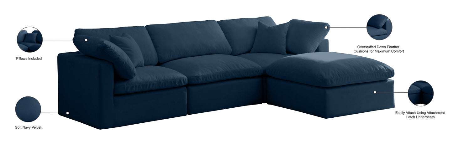 Plush - Velvet Standart Comfort Modular Sectional Standart - Navy - Fabric - Modern & Contemporary