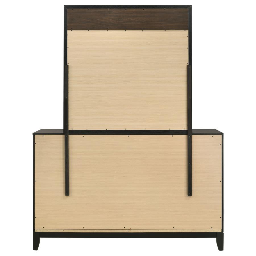 Valencia - 6-Drawer Dresser With Mirror - Light Brown And Black