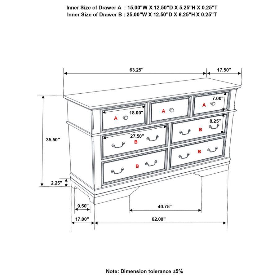 Cambridge - 7-Drawer Dresser - Cappuccino