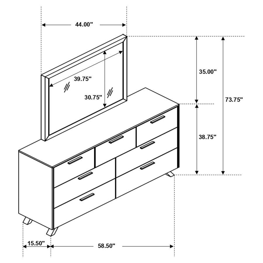 Taylor - 7-Drawer Dresser With Mirror - Light Honey Brown