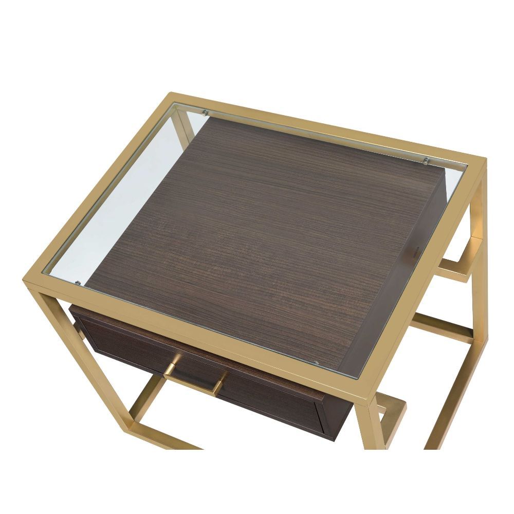 Yumia - End Table - Gold & Clear Glass