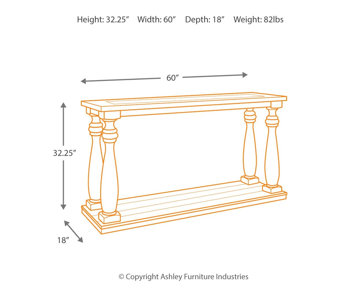 Mallacar - Black - Sofa Table