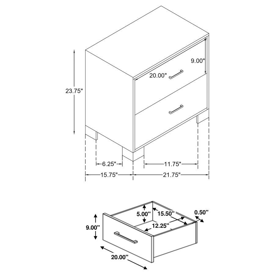 Sidney - 2-Drawer Nightstand - Rustic Pine