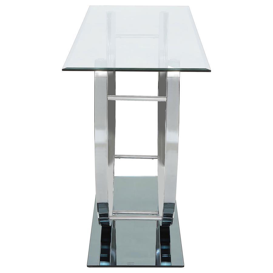 Danville - U-Shaped Glass Top Entryway Console Table - Chrome