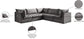 Jacob - Modular Sectional 5 Piece - Grey - Fabric