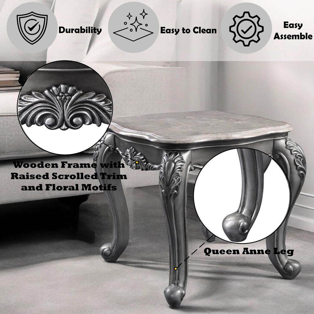 Ariadne - End Table - Marble & Platinum