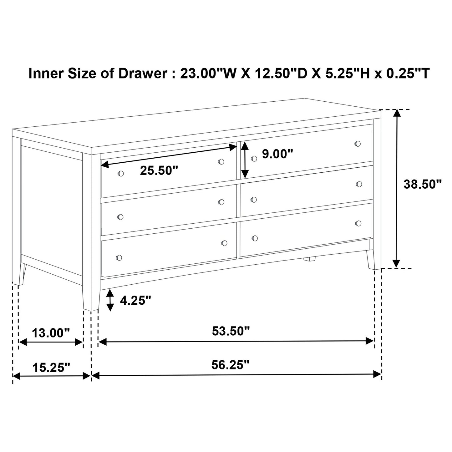 Wilkes - 6-Drawer Dresser Cabinet - Dark Cocoa