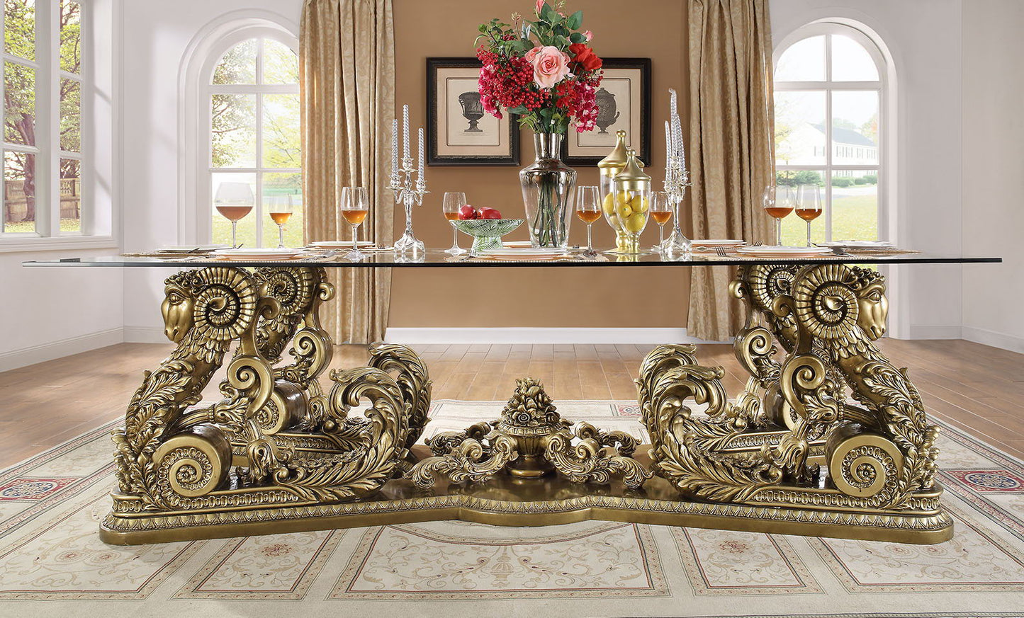 HD-1802 - 7 Piece Dining Room Set - Bronze