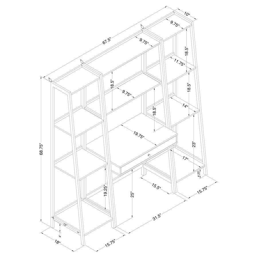 Pinckard - 3 Piece Ladder Desk Set - Gray Stone And Black
