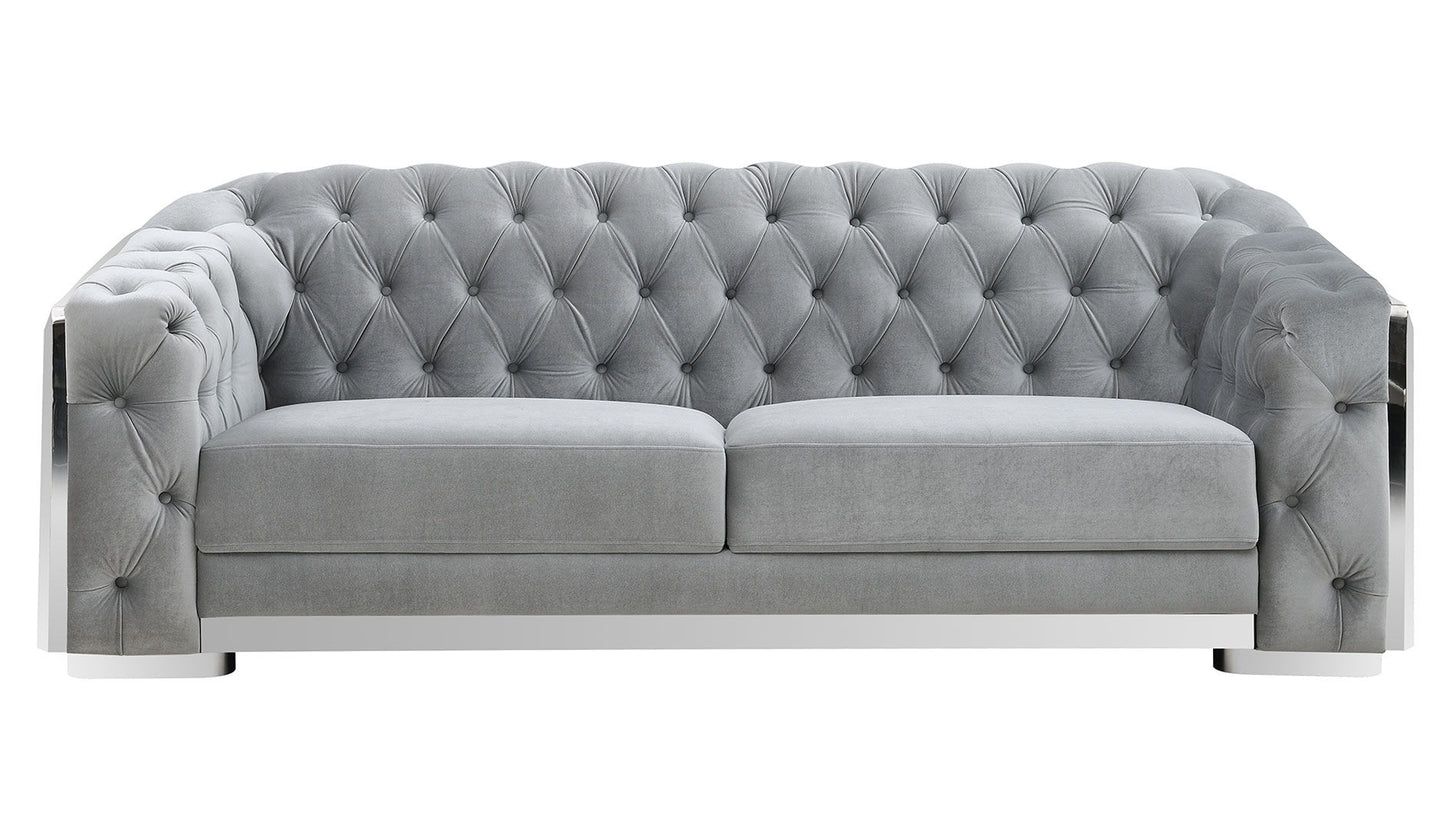 U341 - Velvet Sofa, Loveseat & Chair - Silver