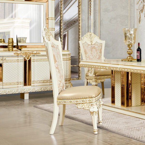 HD-1882 - 7 Piece Dining Set - Ivory / Gold