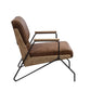 Eacnlz - Accent Chair - Cocoa Top Grain Leather & Matt Iron Finish