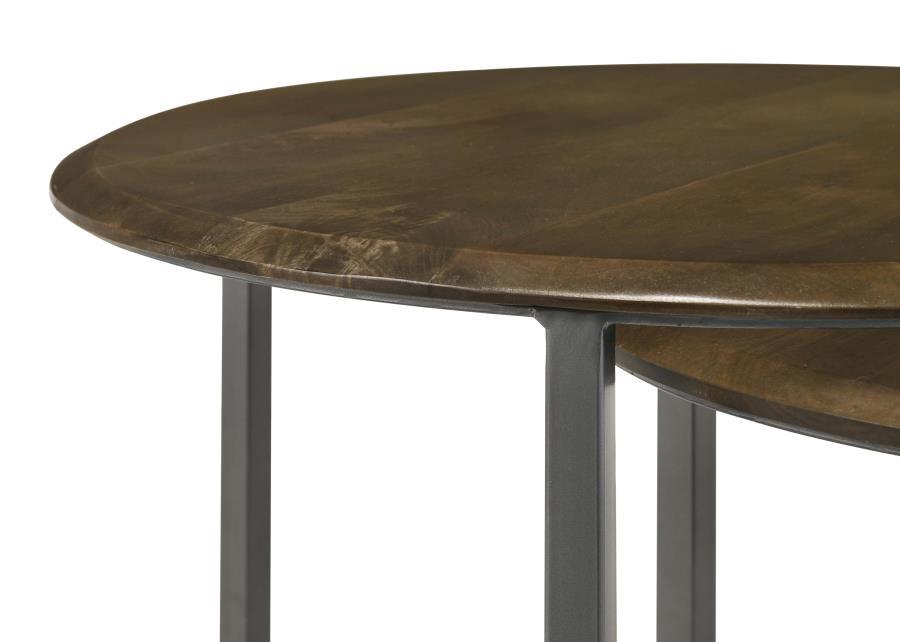 Deja - 3 Piece Round Nesting Table - Natural And Gunmetal