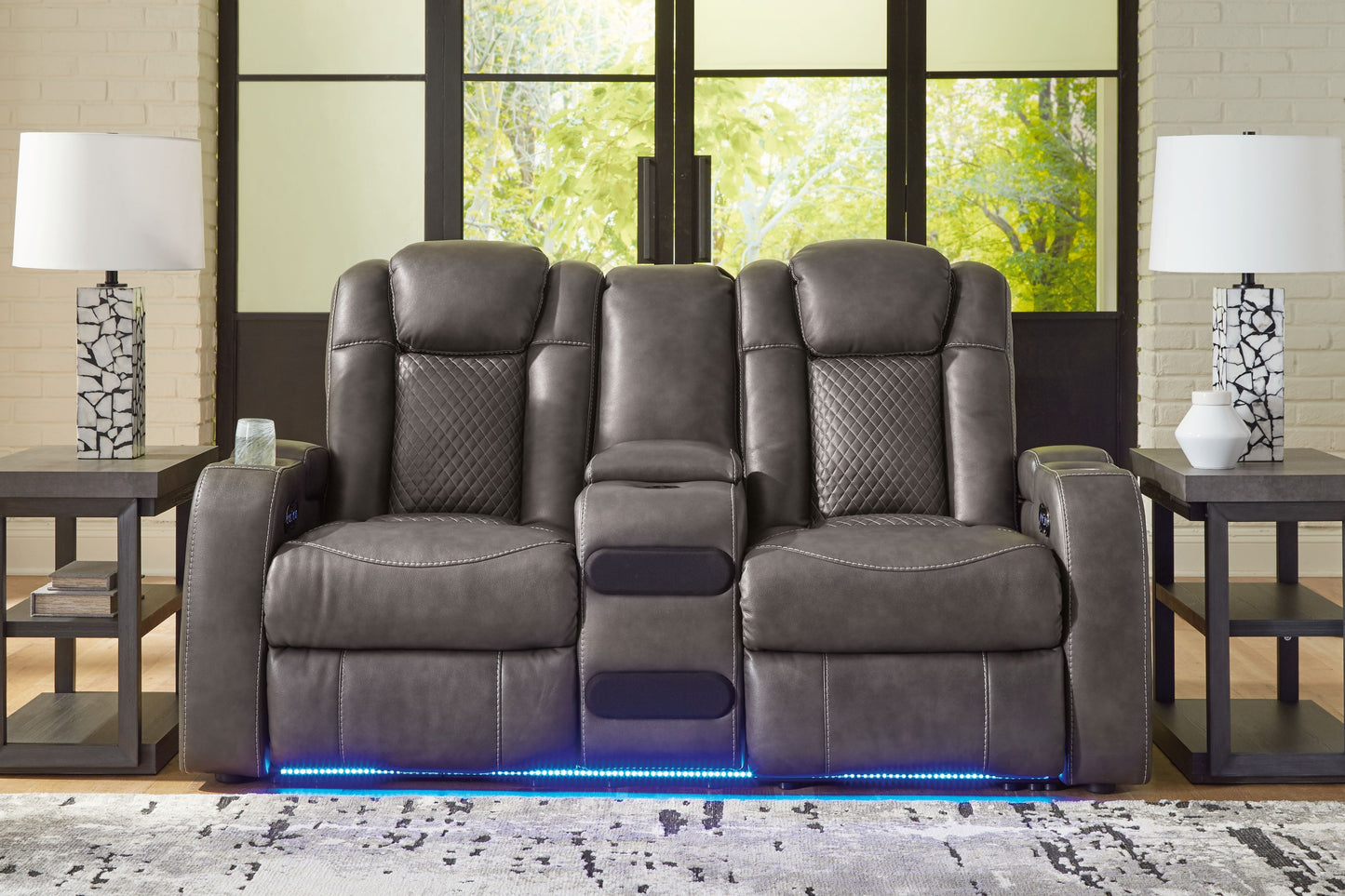 Fyne-dyme - Power Reclining Loveseat With Console/Adj Hdrst