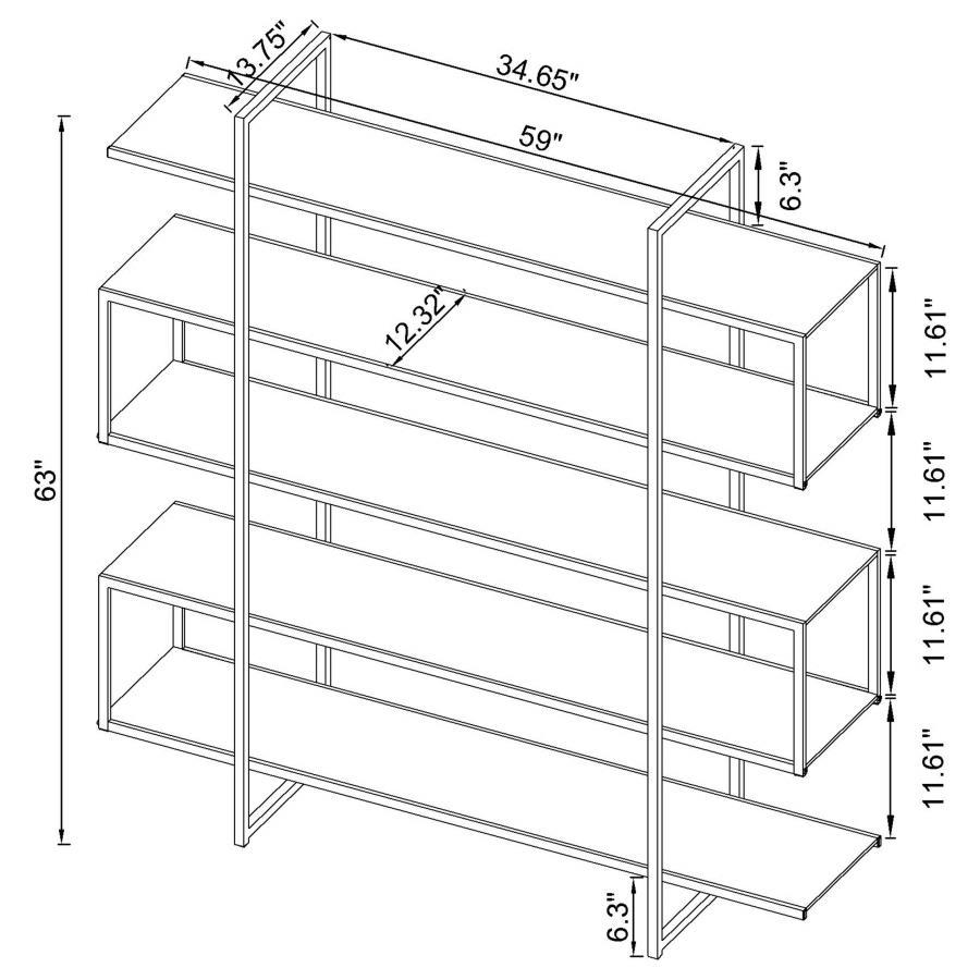 Elmer - 5-Shelf Bookcase - Chrome And Clear