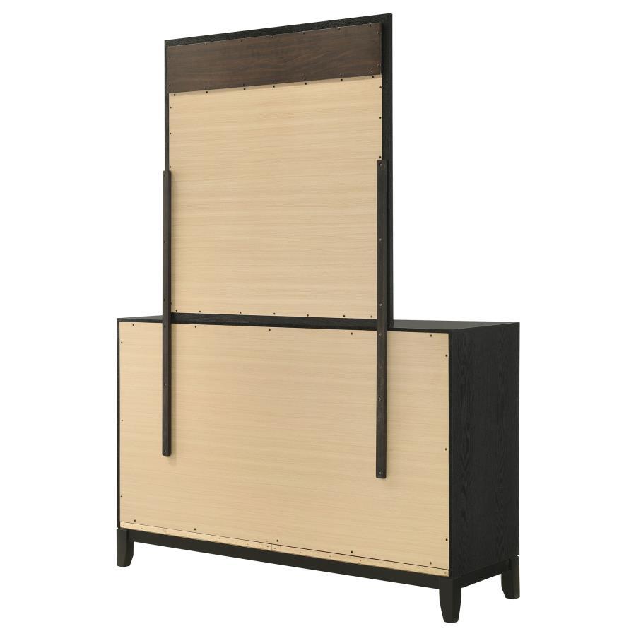 Valencia - 6-Drawer Dresser With Mirror - Light Brown And Black